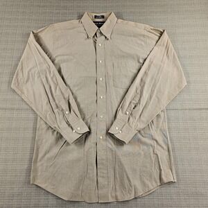 Bowen & Wright Shirt Mens 15.5 34 35 Beige Microcheck Long Sleeve Button Up